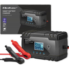 Qoltec Inteligentna mikroprocesorowa ładowarka 12v 8a | 24v 4a |prostownik z funkcją naprawy do akumulatora agm gel | lcd