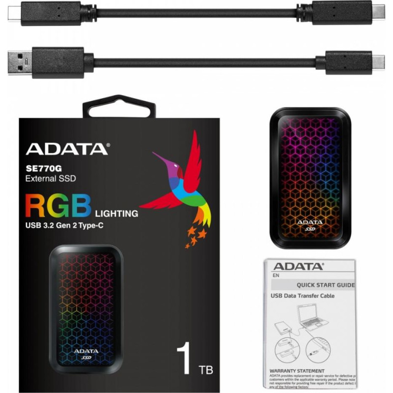 Adata Dysk zewnętrzny ssd se770 1tb usb3.2-a/c rgb