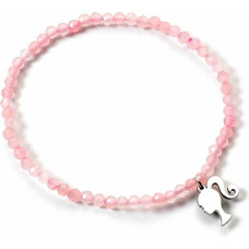 Carat Shop Barbie - Sterling Silver Silhouette Charm & Rose Quartz Bead Bracelet (BMSB0018)
