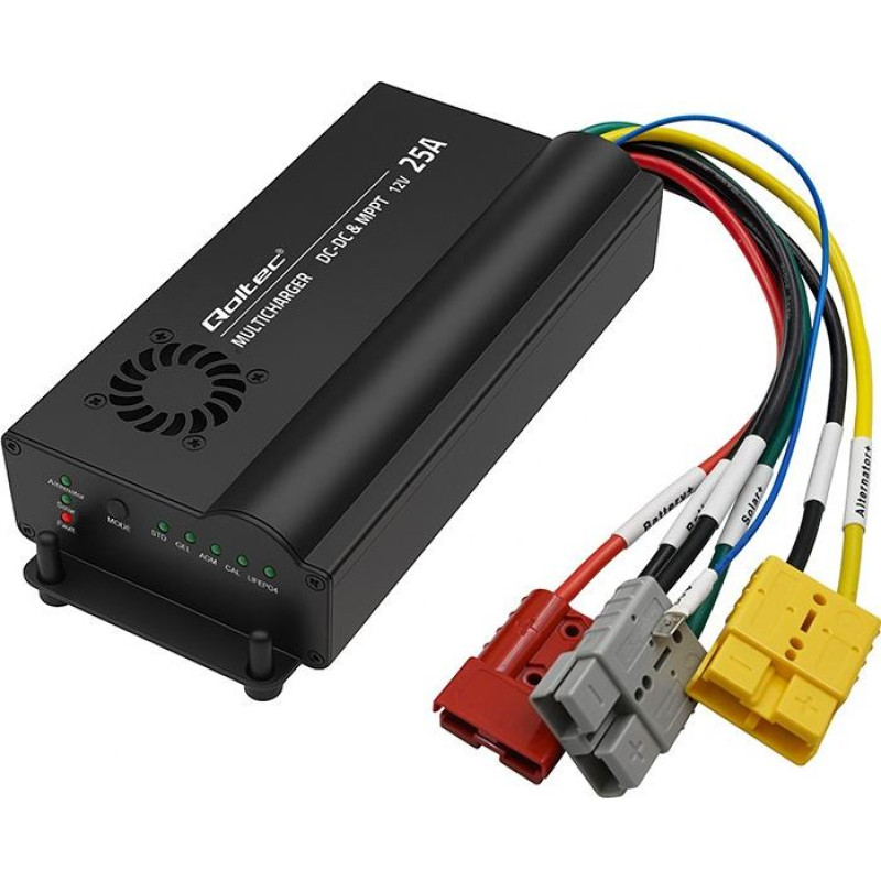 Qoltec Automatyczna Ładowarka dc-dc 12v z regulatorem mppt | 25a |      lifepo4 agm gel std