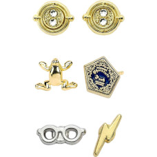 The Carat Shop Ltd Carat Shop Harry Potter - Stud Earring Set Time Turner, Chocolate Frog, Glasses & Lightning Bolt (WE0106)
