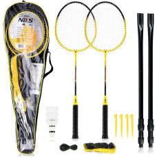 NILS NRZ262 ALUMINUM badminton set 2 rackets, 3 feather shuttlecocks, net 600x60cm, cover