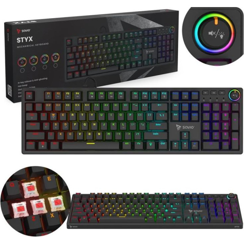 SAVIO MECHANICAL KEYBOARD STYX OUTEMU RED HOT SWAP RGB