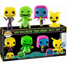 Funko Pop! 4-Pack: Disney - The Nightmare Before Christmas - Jack Skellington / Oogie Boogie / Sally / Zero (Special Edition) (Blacklight) Vinyl Figures