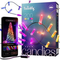 Twinkly candies ? 200 lampki w kształcie świeczki rgb leds, zielony przewód, usb-c
