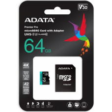 Adata Karta pamięci microsd premier pro 64gb uhs1 u3 v30 a2 + adapter