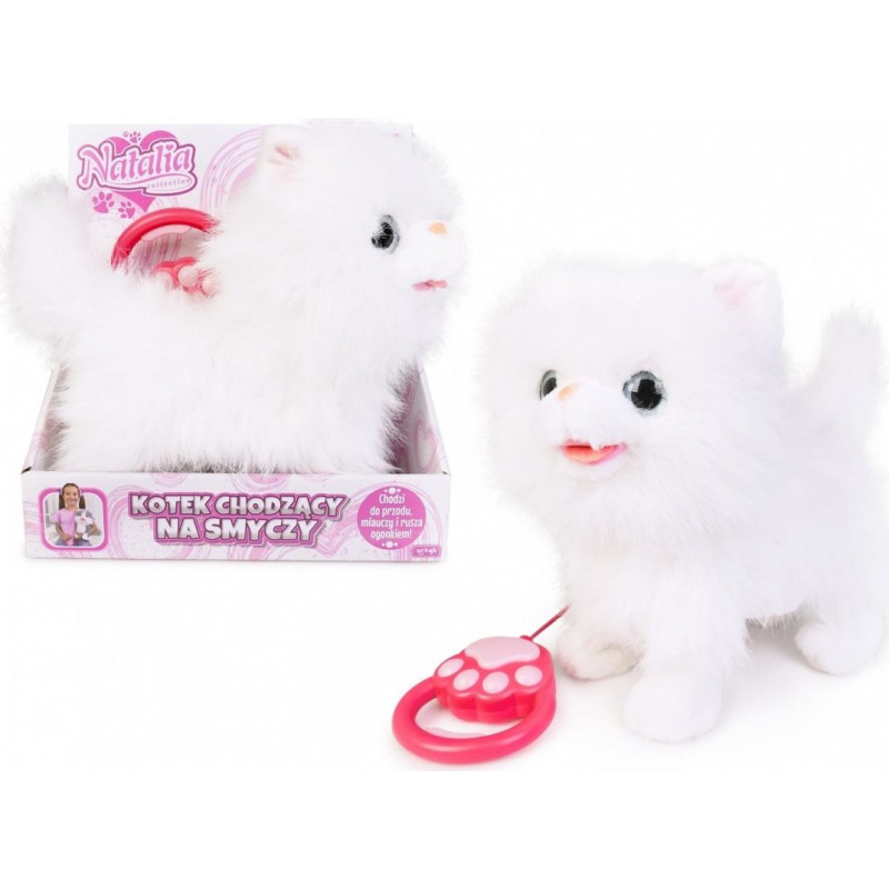 Artyk Maskotka interaktywna kot chodzący na smyczy biały