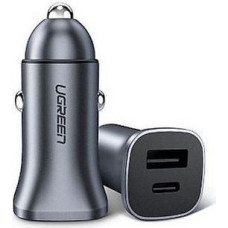 Ugreen ładowarka samochodowa usb typ c / usb 24w power delivery quick charge szary (30780)