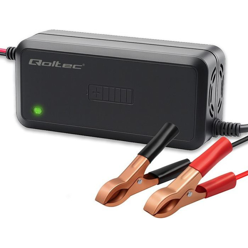 Qoltec Mikroprocesorowa ładowarka 12v | 5a | prostownik do akumulatora  agm gel sla | 6-stopniowe ładowanie