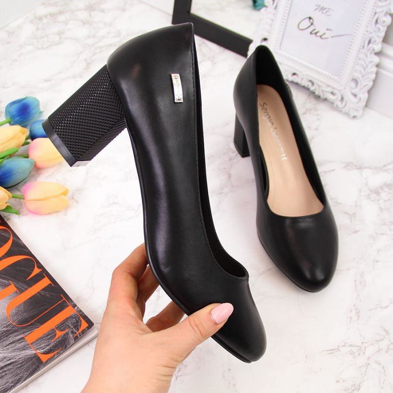 Sergio Leone W SK314A black decorative block heel pumps (38)