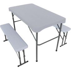 PICNIC CATERING SET TABLE AND 2 BENCHES LIGHT GRAY