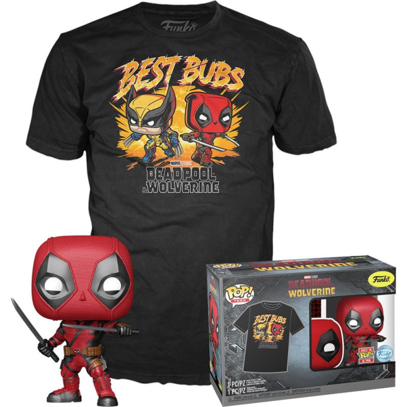Funko Pop! & Tees (Adult): Deadpool & Wolverine - Deadpool & Wolverine Best Bubs Bobble-Head Vinyl Figure and T-Shirt (M)