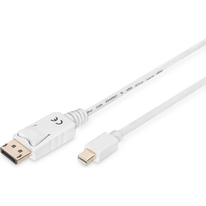 Digitus Kabel połączeniowy displayport 4k 60hz uhd typ minidp/dp m/m biały 2m