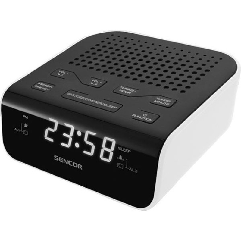 Sencor Src 136 wh radiobudzik, wyświetlacz led, prog. 20 stacji fm