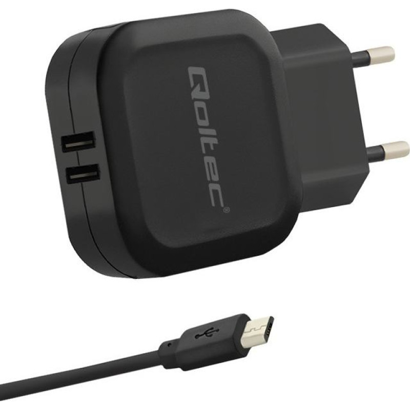 Qoltec Ładowarka sieciowa 17w | 5v | 3.4a | 2xusb + kabel micro usb