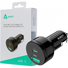 Aukey Cc-y7 ultraszybka ładowarka samochodowa 2xusb power delivery 2.0 5.4a 36w