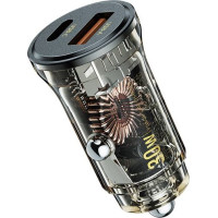 Wekome Ładowarka samochodowa usb-c & usb-a fast charging 30w czarna / przezroczysta