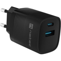 Natec Ładowarka sieciowa ribera gan 1x usb-a + 1x usb-c 30w czarna