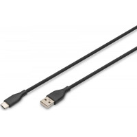 Digitus Kabel zasilający silikonowy usb-a - usb-c, usb 2.0 60w, 1m czarny