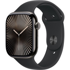 Apple Watch series 10 gps + cellular, koperta 46 mm z tytanu w kolorze łupkowym z paskiem sportowym w kolorze czarnym - rozmiar m/l