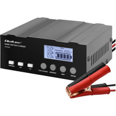 Qoltec Inteligentna mikroprocesorowa ładowarka 12v | 12.6v | 24v |prostownik z funkcją naprawy do akumulatora agm gel lifepo4 | lcd