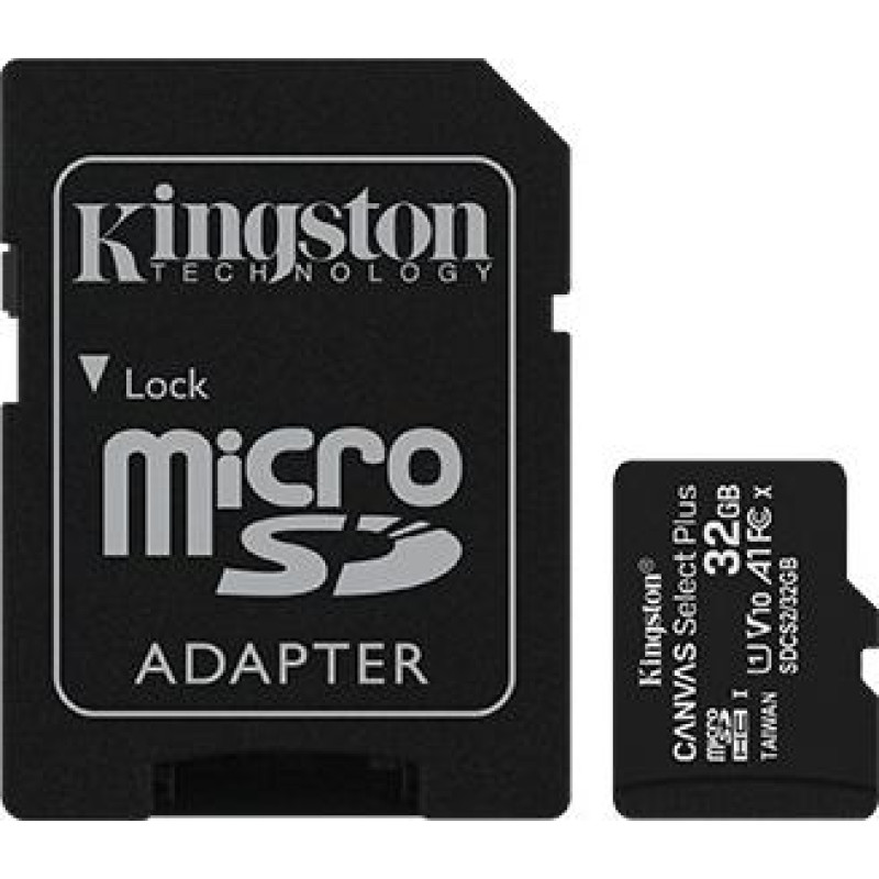 Kingston Karta pamięci microsd  32gb canvas select plus 100mb/s adapter