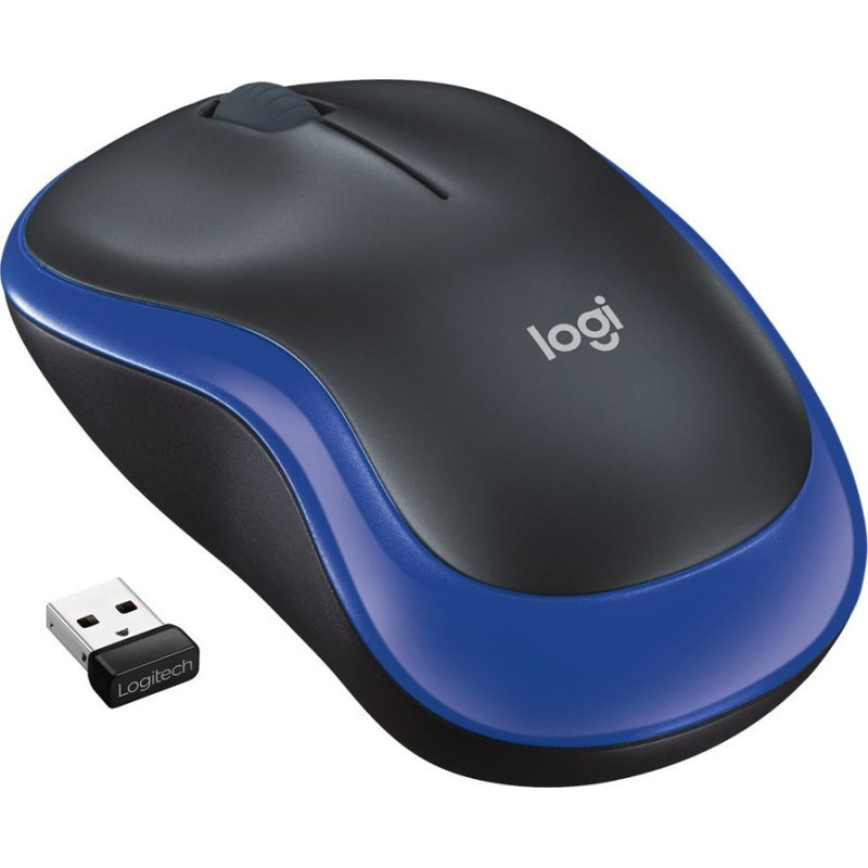Logitech Mysz bezprzewodowa logitech m185 910-002236 (optyczna; 1000 dpi; kolor niebieski)