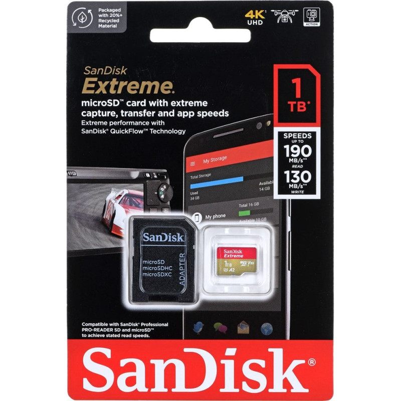 Sandisk Karta pamięci sandisk extreme microsdxc 1 tb 190/130 mb/s a2 c10 v30 uhs-i u3