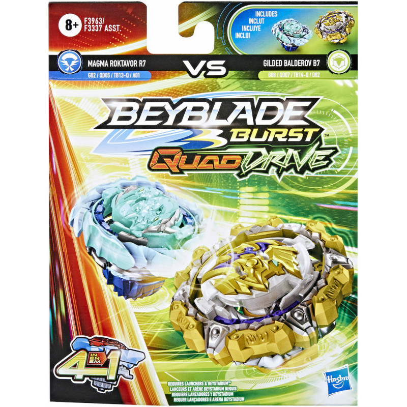 Hasbro Beyblade Burst: Quad Drive 4 in 1 - Magma Roktavor R7 VS Gilded Balderov B7 (F3963)