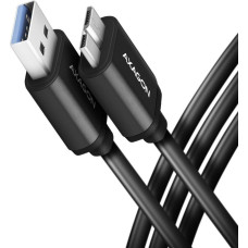 Axagon Bumm3-am10ab kabel micro-b usb  usb-a 3.2 gen 1, 1m, 3a, alu, pvc czarny