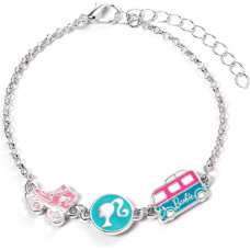 Carat Shop Barbie - Charm Bracelet with Three Enamelled Fun Charms - Silhouette, Skate, & Camper Van (BMCB0009)