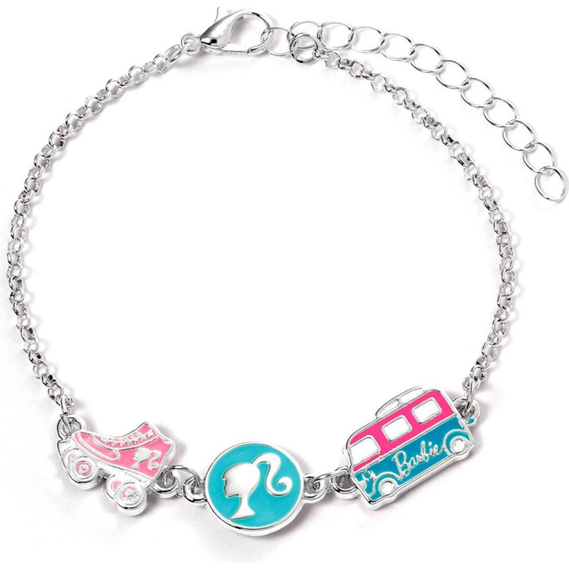 Carat Shop Barbie - Charm Bracelet with Three Enamelled Fun Charms - Silhouette, Skate, & Camper Van (BMCB0009)