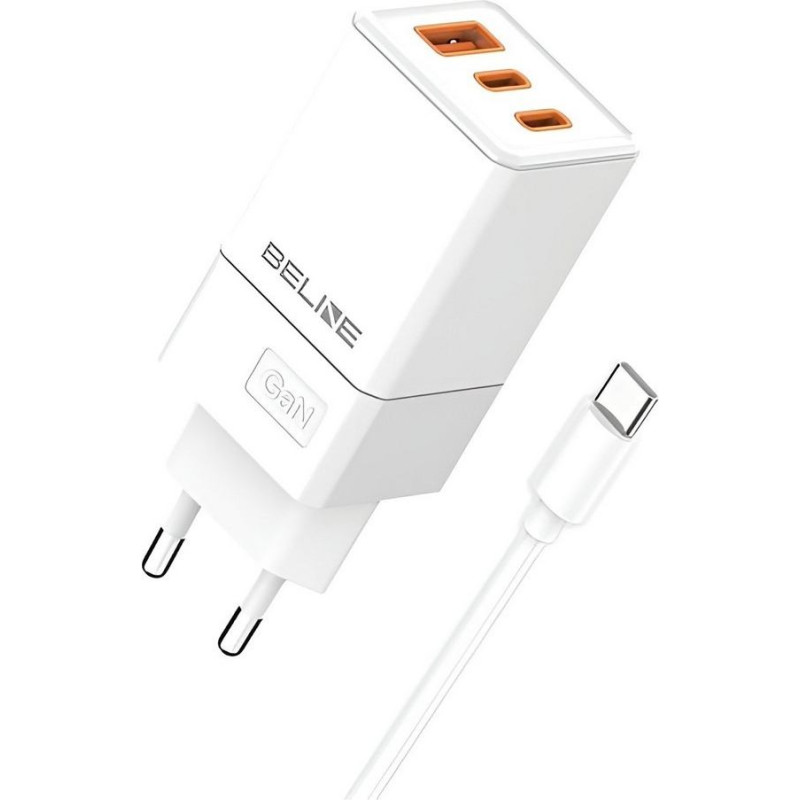 Beline Ładowarka sieciowa 65w gan 2xusb-c + usb-a+ kabel usb-c biała