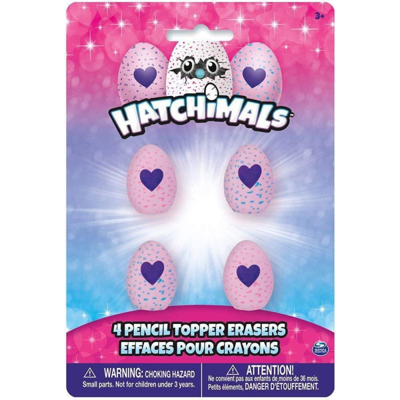 Unique Party 59329 - Hatchimals Egg Pencil Top Erasers, Pack of 4 - Toy - rotaļlieta