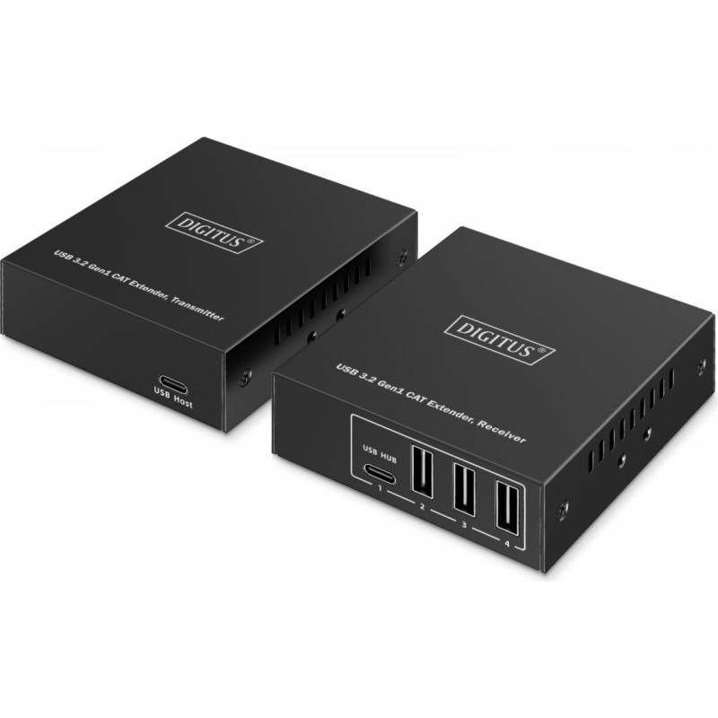 Digitus Przedłużacz (extender) po skrętce kat.6a  usb 3.1 gen1 do 100m, 3x usb-a, 1x usb-c do 5 gbps, 1x rj45 (gigabit ethernet) - zestaw (odbiornik/nadajnik)