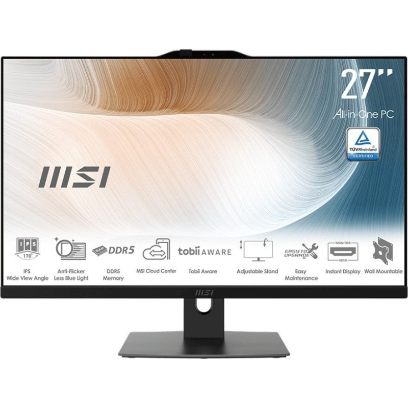 MSI Komputer all-in-one modern am272p 1m-1261eu win11pro/ic5-120u/16gb/500gb/uma/black/27.0