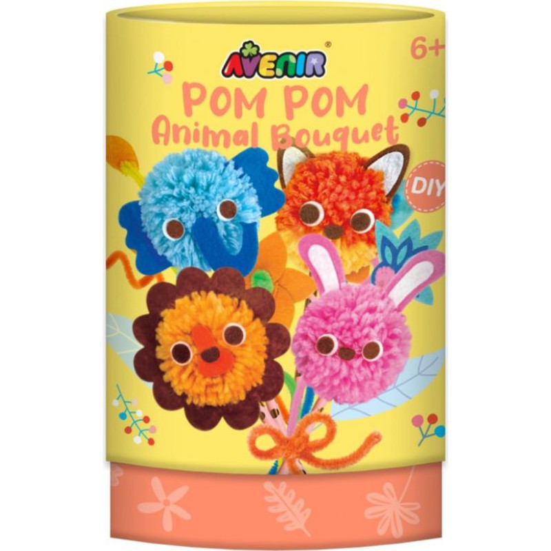 Mg Dystrybucja Zestaw kreatywny pom pom bukiet z pomponami - zwierzęta