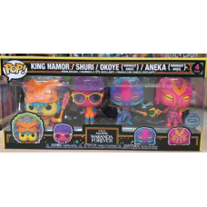 Funko Pop! 4-Pack: Marvel - Black Panther: Wakanda Forever - King Namor / Shuri / Okoye (Midnight Angel) / Aneka (Midnight Angel) (Blacklight) (Special Edition) Bobble Heads Vinyl Figures