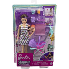 Mattel Lalka barbie opiekunka skipper wózek + bobas zestaw