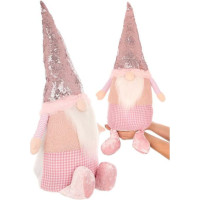 DECORATIVE gnome with sequins 50cm pink