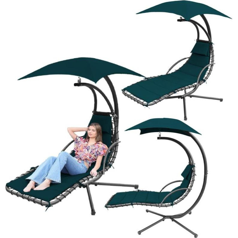 SWING ROCKING CHAIR WITH UMBRELLA LISBON TURQUOISE