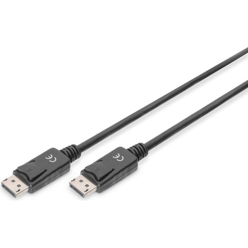 Digitus Kabel połączeniowy displayport z zatrzaskami 4k 60hz uhd typ dp/dp m/m czarny 2m