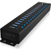 Icybox Hub ib-hub1717 16+1 port usb hub, 16x usb + 1x usb do ładowania, usb 3.2 gen 1, 96 watt zasilacz