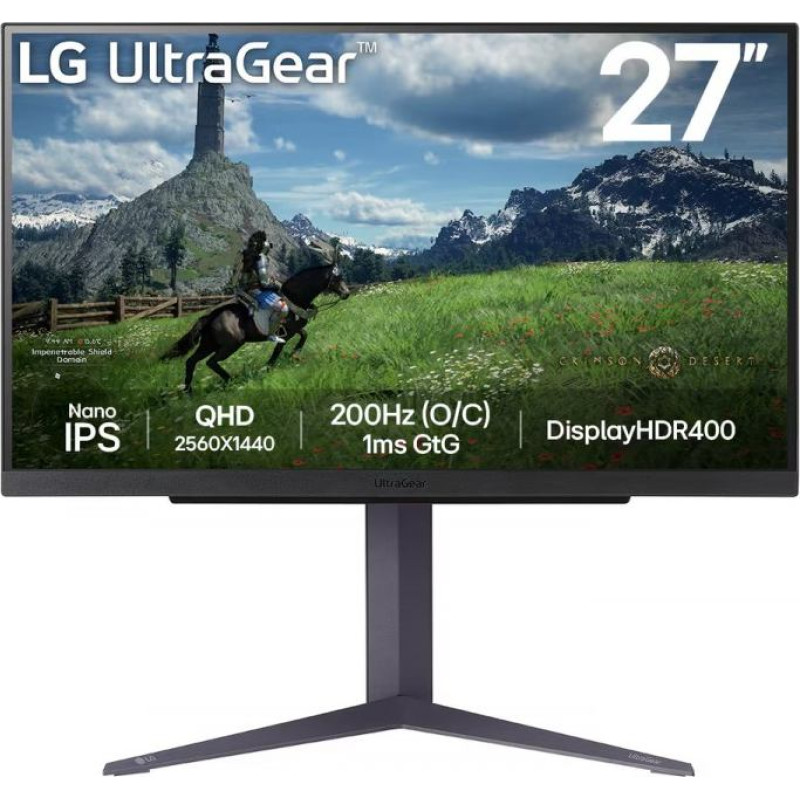 Lg Electronics Monitor 27 cali 27gs85q-b qhd ultragear ips 180 hz (o/c 200hz), 1ms, 400cd, hdmi, dp, usb, pivot, has