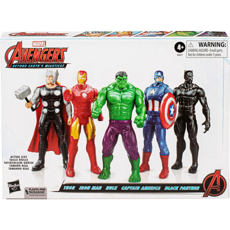 Hasbro Marvel Avengers: Beyond Earths Mightiest - Thor / Iron Man / Hulk / Captain America / Black Panther Action Figure Set (5 Pack) (F8677)