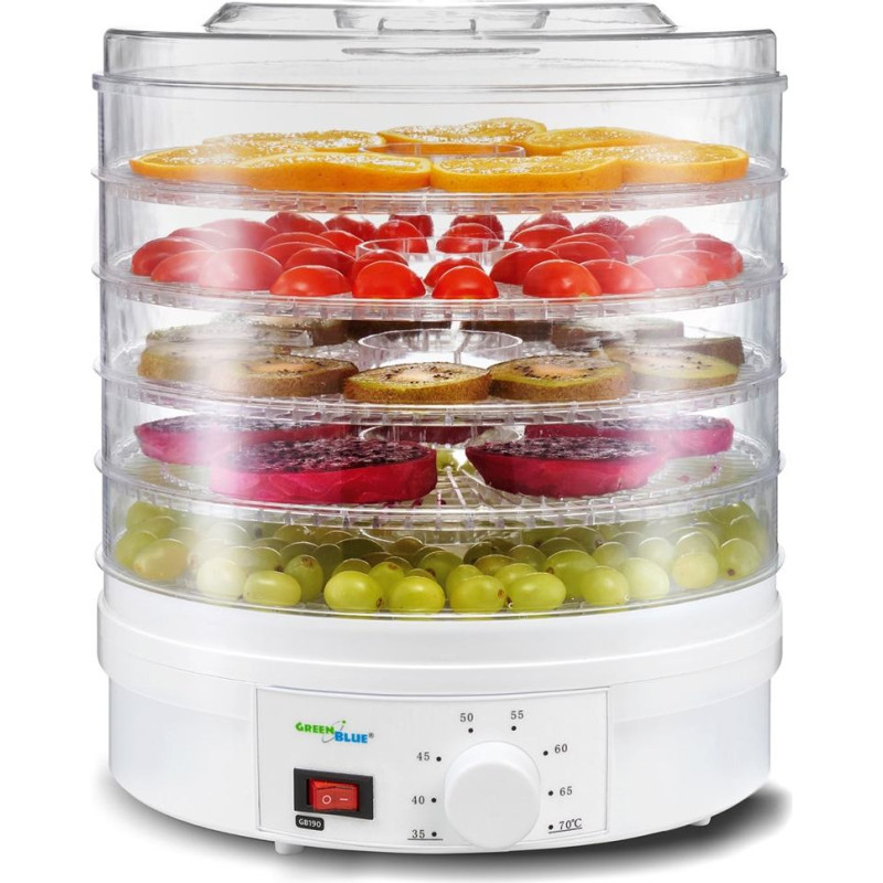 Greenblue Suszarka do grzybów, warzyw i owoców greenblue gb190 (250w; kolor biały)