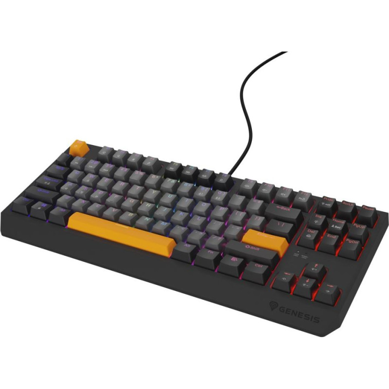 Genesis thor 230 tkl klawiatura gaming usb + rf wireless + bluetooth qwerty czarny, szary, pomarańczowy