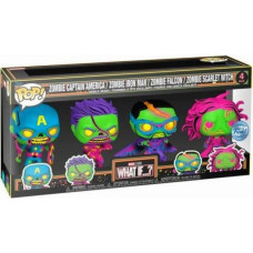 Funko Pop! 4-Pack: Marvel - What If...? - Zombie Captain America / Zombie Iron Man / Zombie Falcon / Zombie Scarlet Witch (Special Edition) (Blacklight) Vinyl Figures