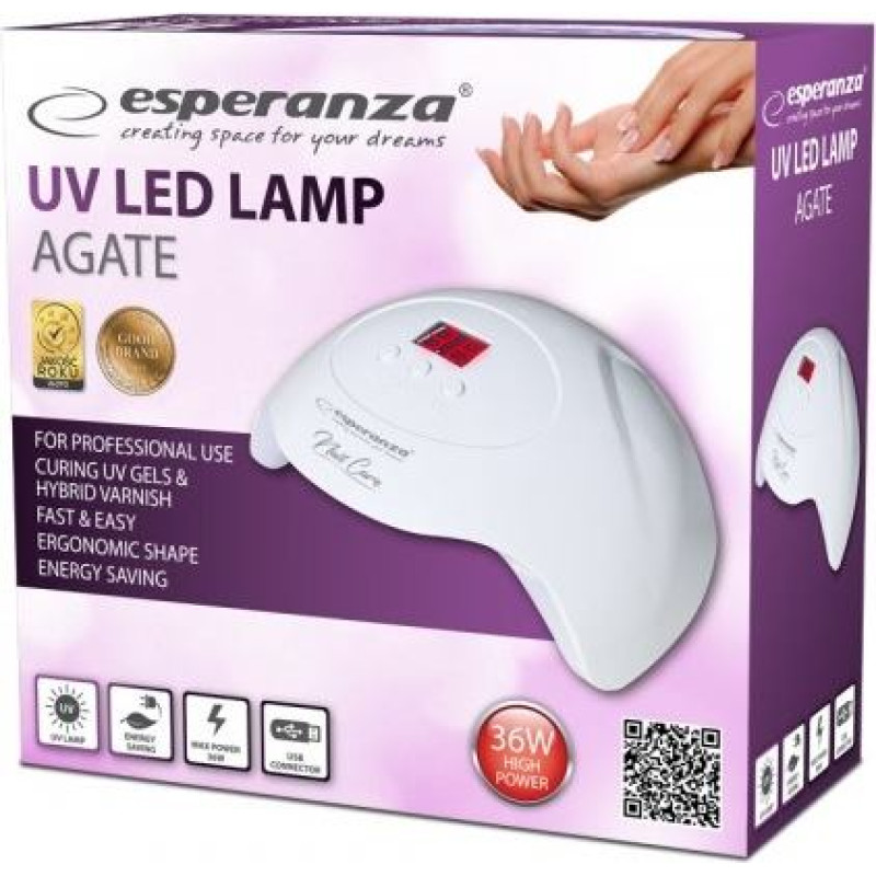 Esperanza lampa uv led do paznokci agate 36w ebn010