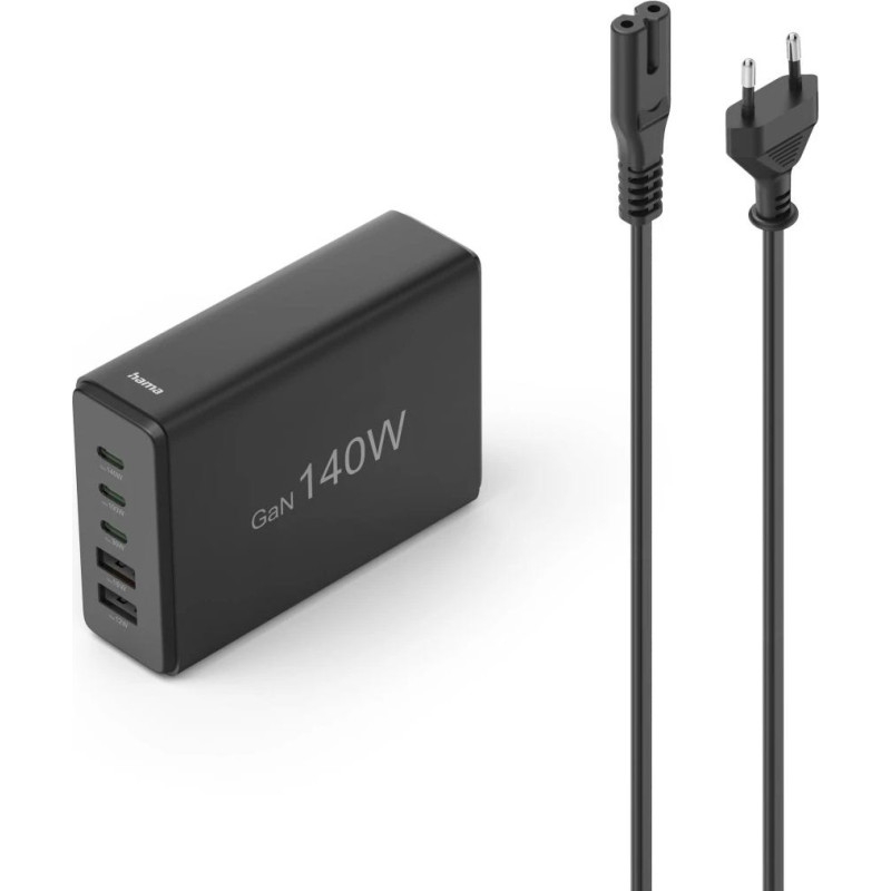 Hama 00201978 Charging Station With 3xUSB-C/2xUSB-A 140 W Black